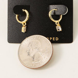 Gold Dipped Mini Rhinestone Huggie Earrings