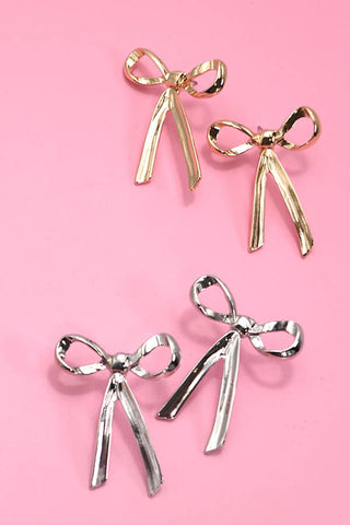BOW MOVABLE STUD EARRINGS