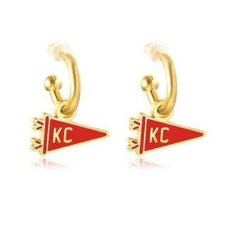 Kansas City Red & Gold Pennant Huggie Hoop