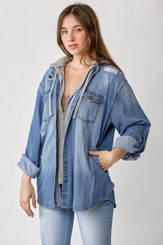 Hooded Denim Shirt