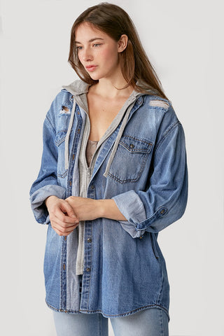 Hooded Denim Shirt