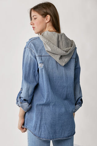 Hooded Denim Shirt