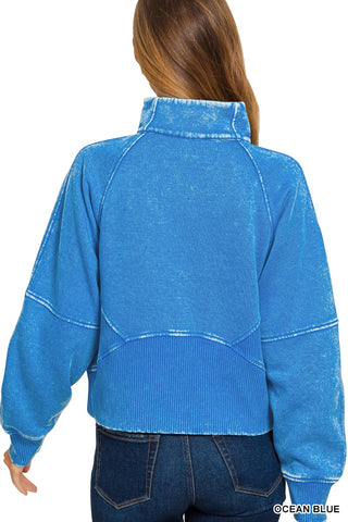 Acid Wash Half Zip Pullover