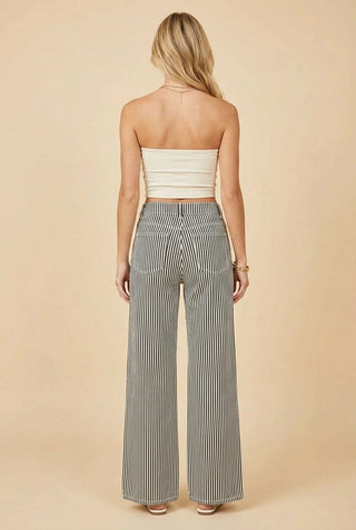 Pinstripe Perfect Wide Leg Jeans