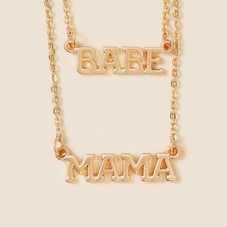 2PCS - BABE and MAMA Letter Necklace Set