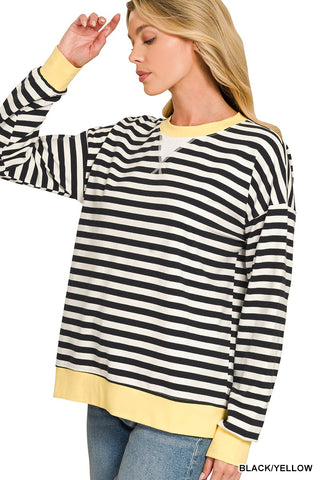 Black & Yellow Striped Pullover