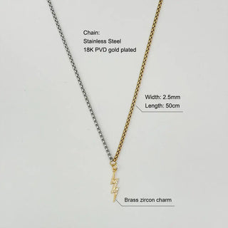 Lightning Bolt Pendant Necklace Chain Gold Plated