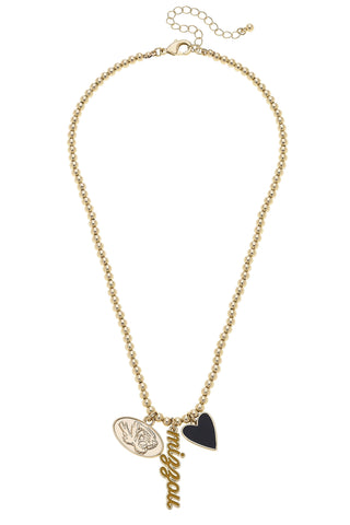 Missouri Tigers Ball Bead Charm Necklace in Shiny Gold