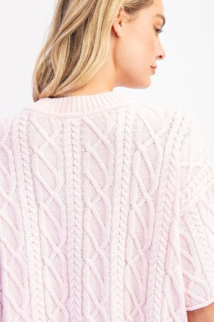 Pink Lemonade Cable Knit Sweater