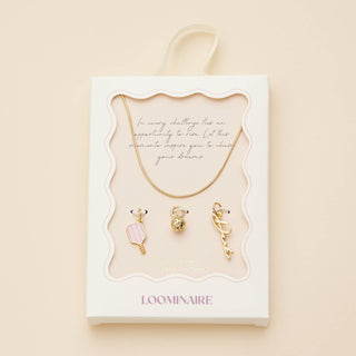 Pickleball Love Charm Necklace Gold Dipped 18K