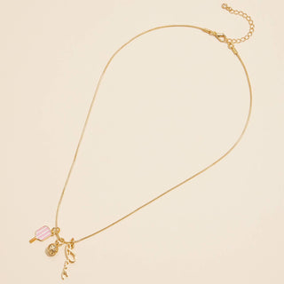 Pickleball Love Charm Necklace Gold Dipped 18K