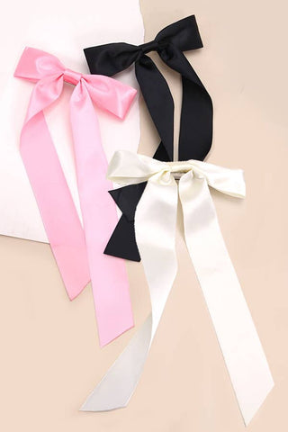 SILKY SATIN BOW LACE HAIR CLIPS