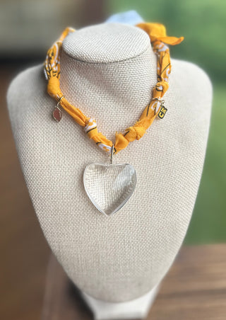 Nickel and Suede Bandana Necklace with Charms