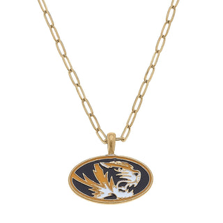 Missouri Tigers Enamel Pendant Necklace in Black/Gold