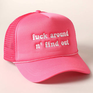 Letter Typography Embroidered Mesh Back Trucker Hat