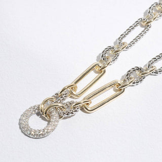 Two-Toned Cable Twisted Wire CZ Necklace