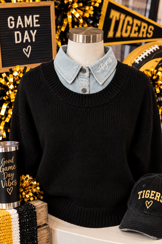 Tigers Denim Faux Collar