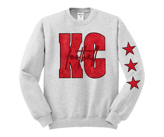 KC Faux Glitter Crewneck with Star Sleeves