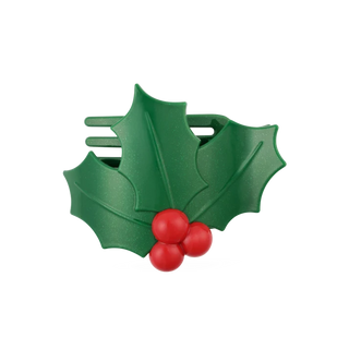 Glitter Holly Leaves Flat Hair Clip