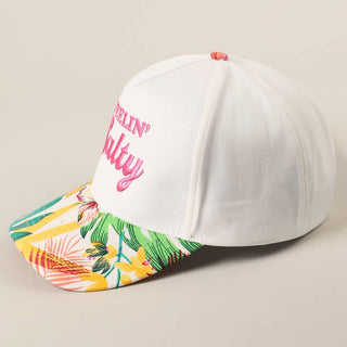 Feelin' Salty Letter Embroidery Floral Trucker Hat