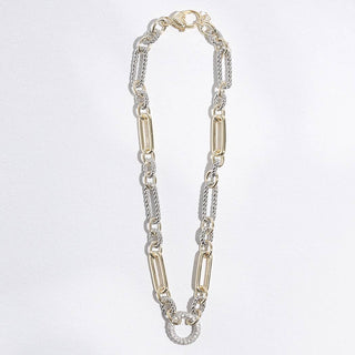 Two-Toned Cable Twisted Wire CZ Necklace