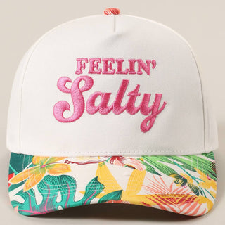 Feelin' Salty Letter Embroidery Floral Trucker Hat