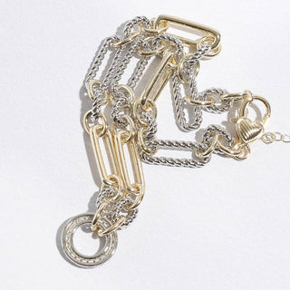 Two-Toned Cable Twisted Wire CZ Necklace