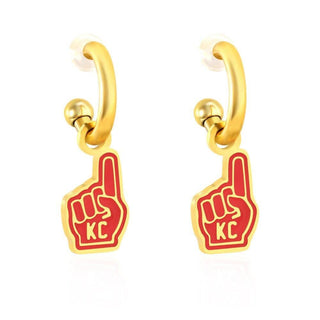 Kansas City Red & Gold Foam Finger Earrings
