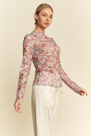 Floral Mesh Layering Top