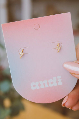 Gold Lightning Studs - Hypoallergenic