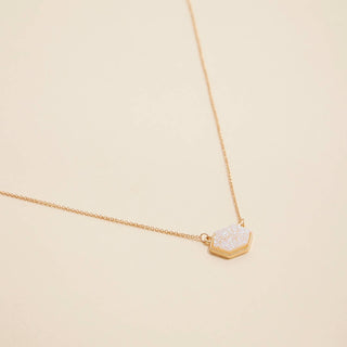 Hexagon Druzy Stone Charm Short Necklace