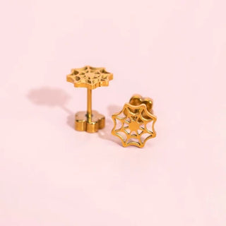 Gold Spider Web Screwbacks