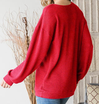 Puff Sleeve Waffle Top